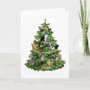 Katten in de boom feestdagen kaart