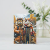 Katten in de Canadese herfstbergen Feestdagenkaart (Staand voorkant)