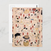 Katten in de drieënvijftig Stations of the Tōkaidō Briefkaart (Voorkant / Achterkant)