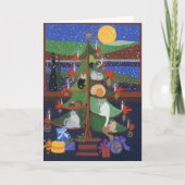 Katten in de kerstboom feestdagen kaart (Voorkant)