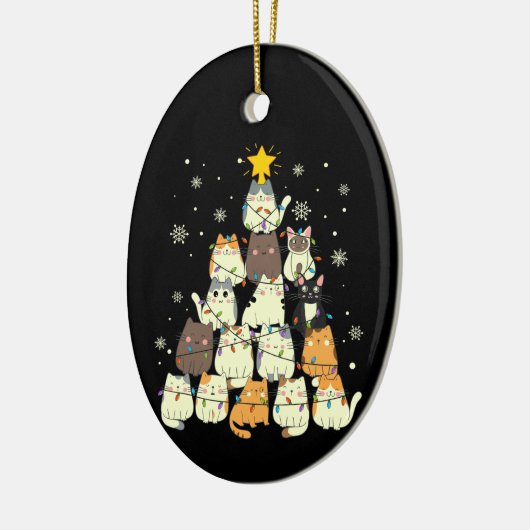 Katten in de kerstboom keramisch ornament (Links)