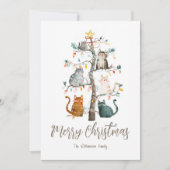 Katten in de kerstboom kerstvakantie Kaart (Voorkant)