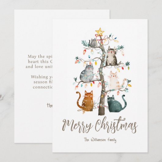 Katten in de kerstboom kerstvakantie Kaart (Voorkant / Achterkant)