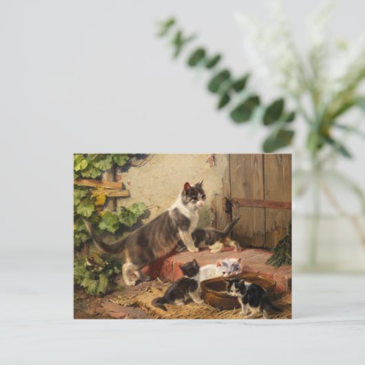 Katten in de melkschaal | Julius Adam de Jongere Briefkaart (Staand voorkant)