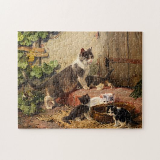 Katten in de melkschaal | Julius Adam de Jongere Legpuzzel (Horizontaal)