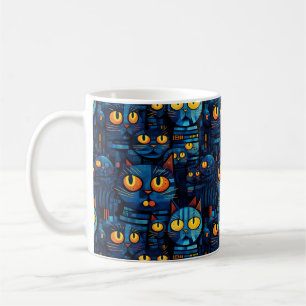 Katten in de nacht grillige kunst koffiemok
