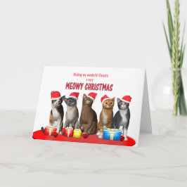 Katten in de petten van Kerstmis Feestdagen Kaart