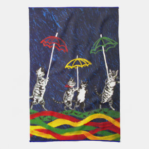 Katten in de regen theedoek