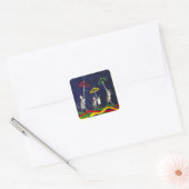 Katten in de regen vierkante sticker (Envelop)