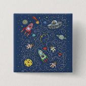 Katten in de ruimte knop vierkante button 5,1 cm (Voorkant)