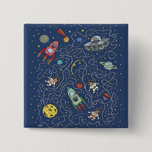 Katten in de ruimte knop vierkante button 5,1 cm (Voorkant)