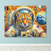 KATten IN DE RUIMTE-OCELOT 2 Canvas Afdruk (Insitu (Houten vloer))