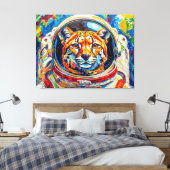 KATten IN DE RUIMTE-OCELOT Canvas Afdruk (Insitu (Slaapkamer))