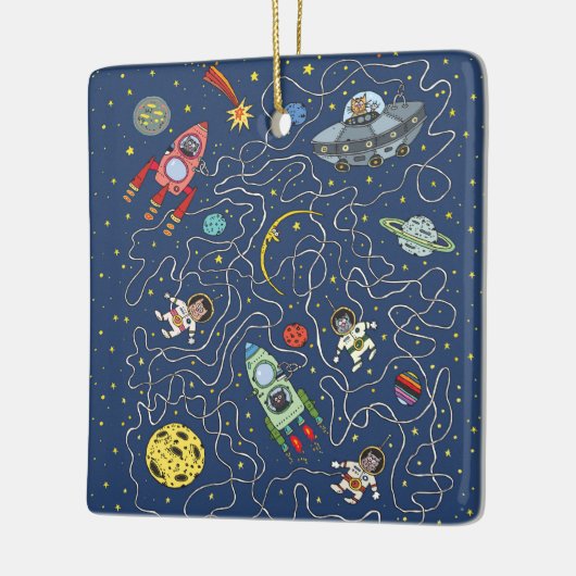 Katten in de ruimte ornament (Links)
