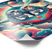 Katten in de ruimte poster! foto afdruk (Hoek)