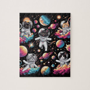 Katten in de ruimte puzzel! legpuzzel