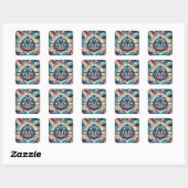 Katten in de ruimte sticker! vierkante sticker (Vel)