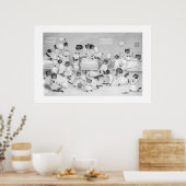 Katten in de slaapzaal van Louis Wain - Poster (Keuken)