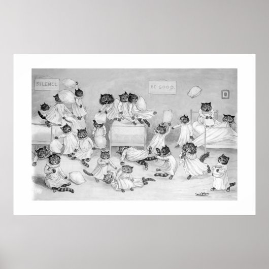 Katten in de slaapzaal van Louis Wain - Poster (Voorkant)