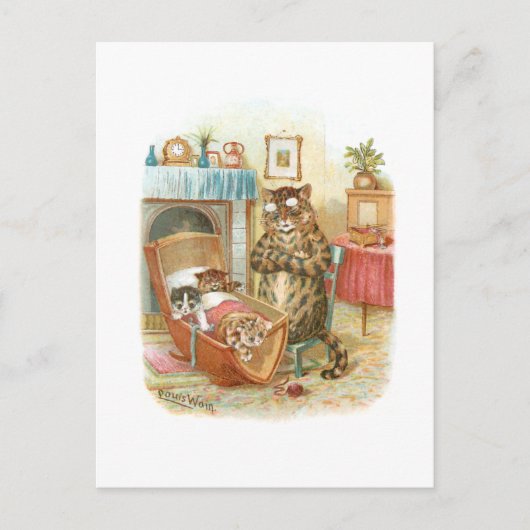 Katten in de slede door Louis Wain Briefkaart (Voorkant)