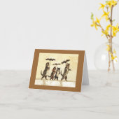 Katten in de sneeuw met paraplu's Opmerking Kaart (Gele Bloem)