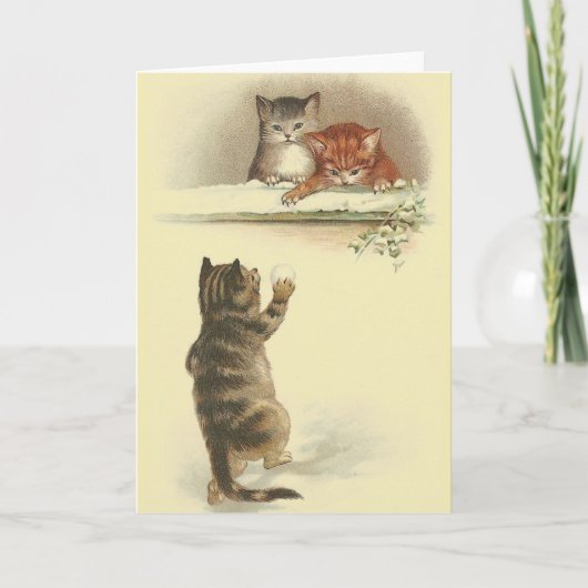  katten in de sneeuwbriefkaart kaart (Voorkant)