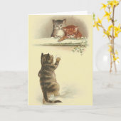  katten in de sneeuwbriefkaart kaart (Gele Bloem)