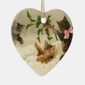Katten in de Sneeuwkerstversiering Keramisch Ornament (Rechts)