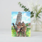 Katten in de toren van Pisa Briefkaart (Staand voorkant)