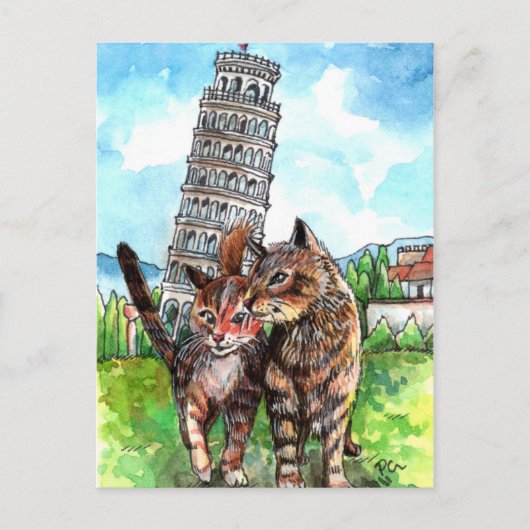 Katten in de toren van Pisa Briefkaart (Voorkant)