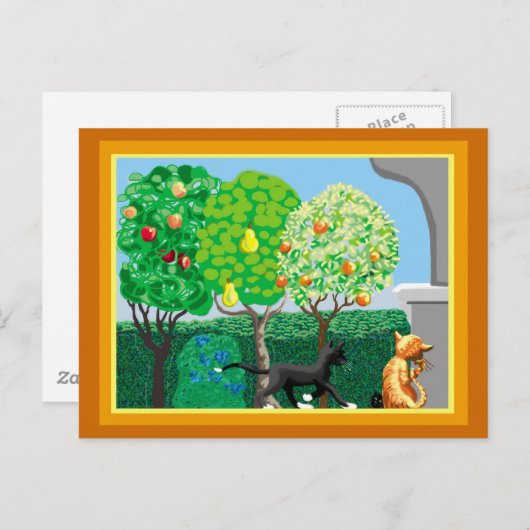 Katten in de tuin briefkaart (Voorkant / Achterkant)