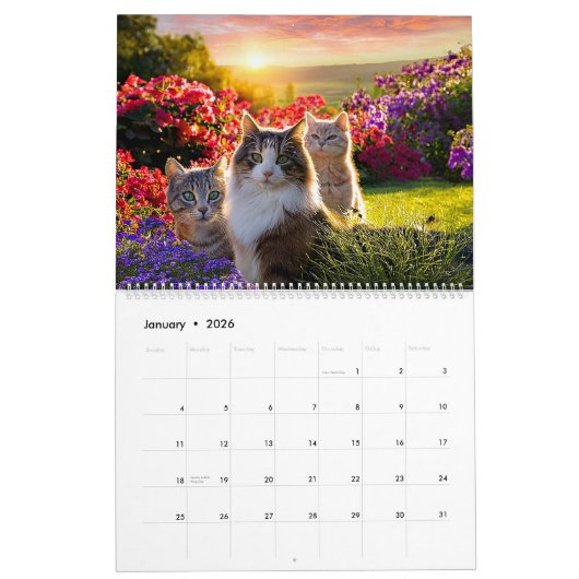 Katten in de tuin kalender (Jan 2026)