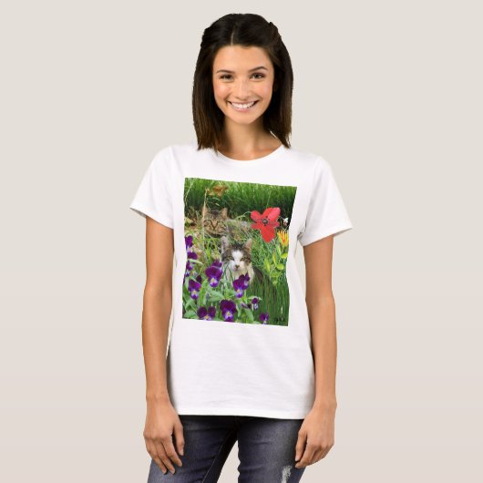Katten in de tuin Kattenliefhebbers T-shirt (Voorkant volledig)