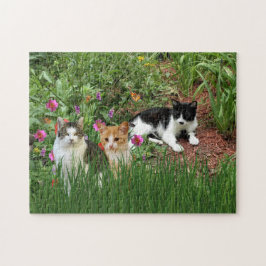 Katten in de tuin legpuzzel