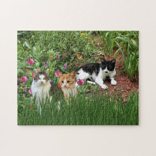 Katten in de tuin legpuzzel (Horizontaal)