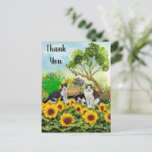 Katten in de tuin / Zonnebloem Hartelijk dank voor Briefkaart (Staand voorkant)
