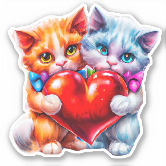 Katten in de valentijn sticker (Voorkant)