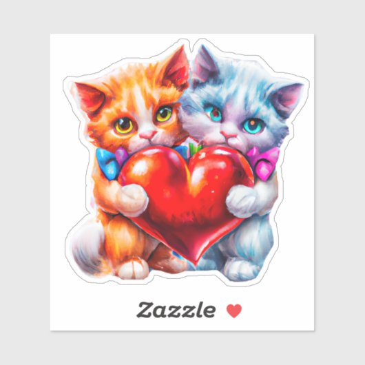 Katten in de valentijn sticker (Vel)