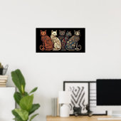 Katten in de vorm van Victoriaans behangpapier Poster (Thuiskantoor)