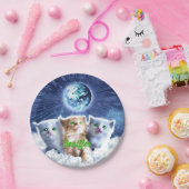 Katten in de wolk papieren bordje (Feest)
