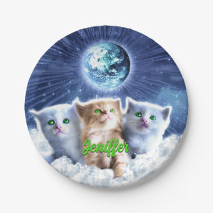 Katten in de wolk papieren bordje