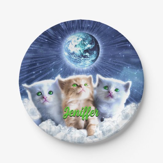 Katten in de wolk papieren bordje (Voorkant)