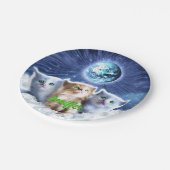 Katten in de wolk papieren bordje (Gekanteld)