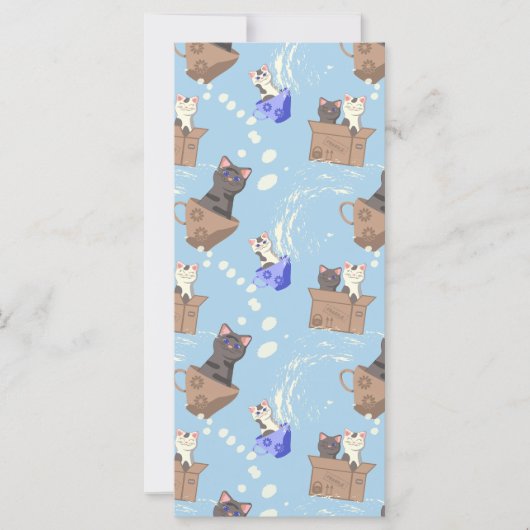 Katten in doos en melkdruppels op blauw (Voorkant)