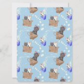 Katten in doos en melkdruppels op blauw (Achterkant)