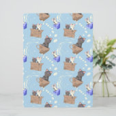 Katten in doos en melkdruppels op blauw (Staand voorkant)