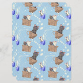 Katten in doos en melkdruppels op blauw (Voorkant / Achterkant)