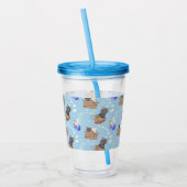 Katten in doos en melkdruppels op blauw acryl drinkbeker (Links)