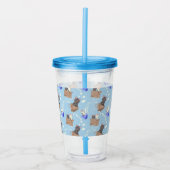 Katten in doos en melkdruppels op blauw acryl drinkbeker (Voorkant)