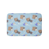 Katten in doos en melkdruppels op blauw badmat (Voorkant)